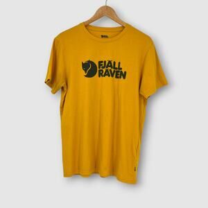 Fjällräven Logo Short Sleeve T-Shirt Mustard Yellow Men's Size Large
